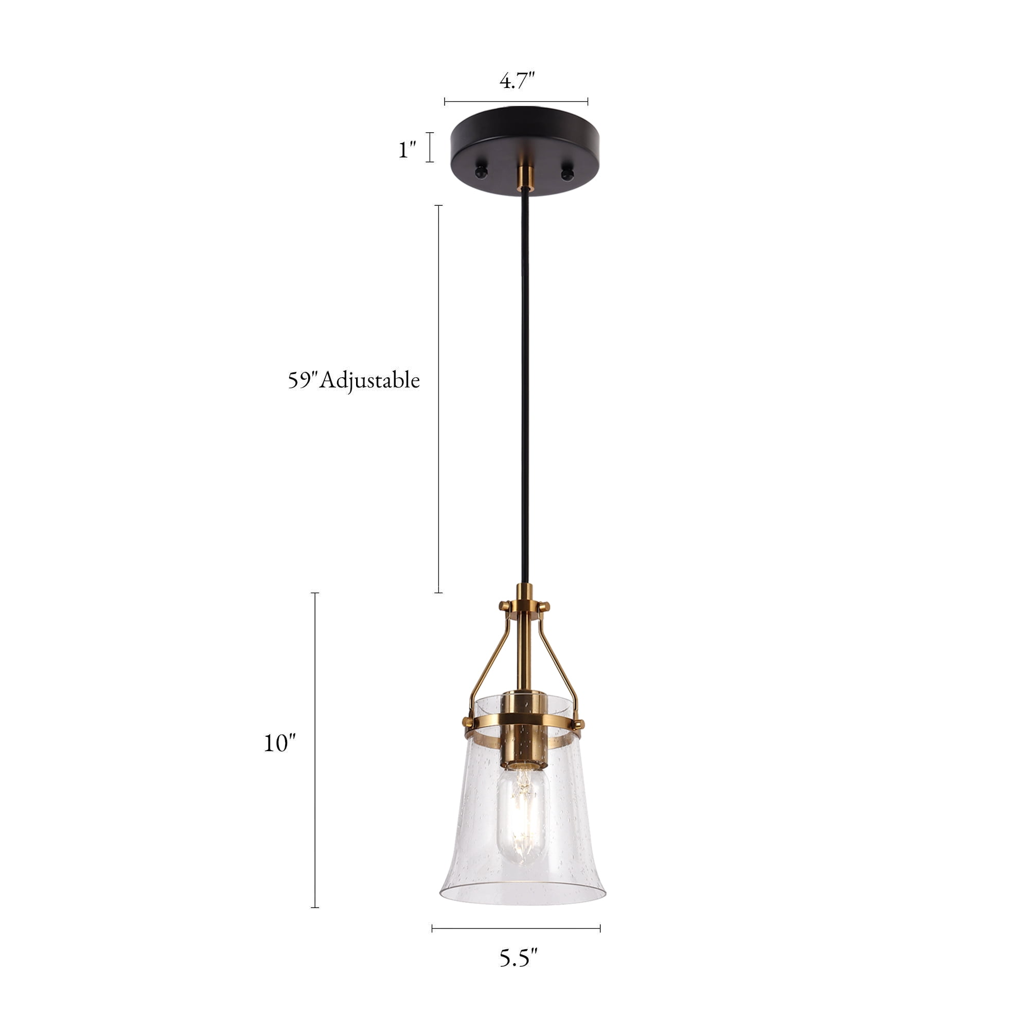 LNC Gold & Clear Glass Mini Pendant Light, Bell , Adjustable Height - Kitchen & Hallway