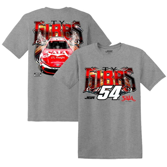 Men's Joe Gibbs Racing Team Collection Heather Gray Ty Gibbs Saia Car T-Shirt