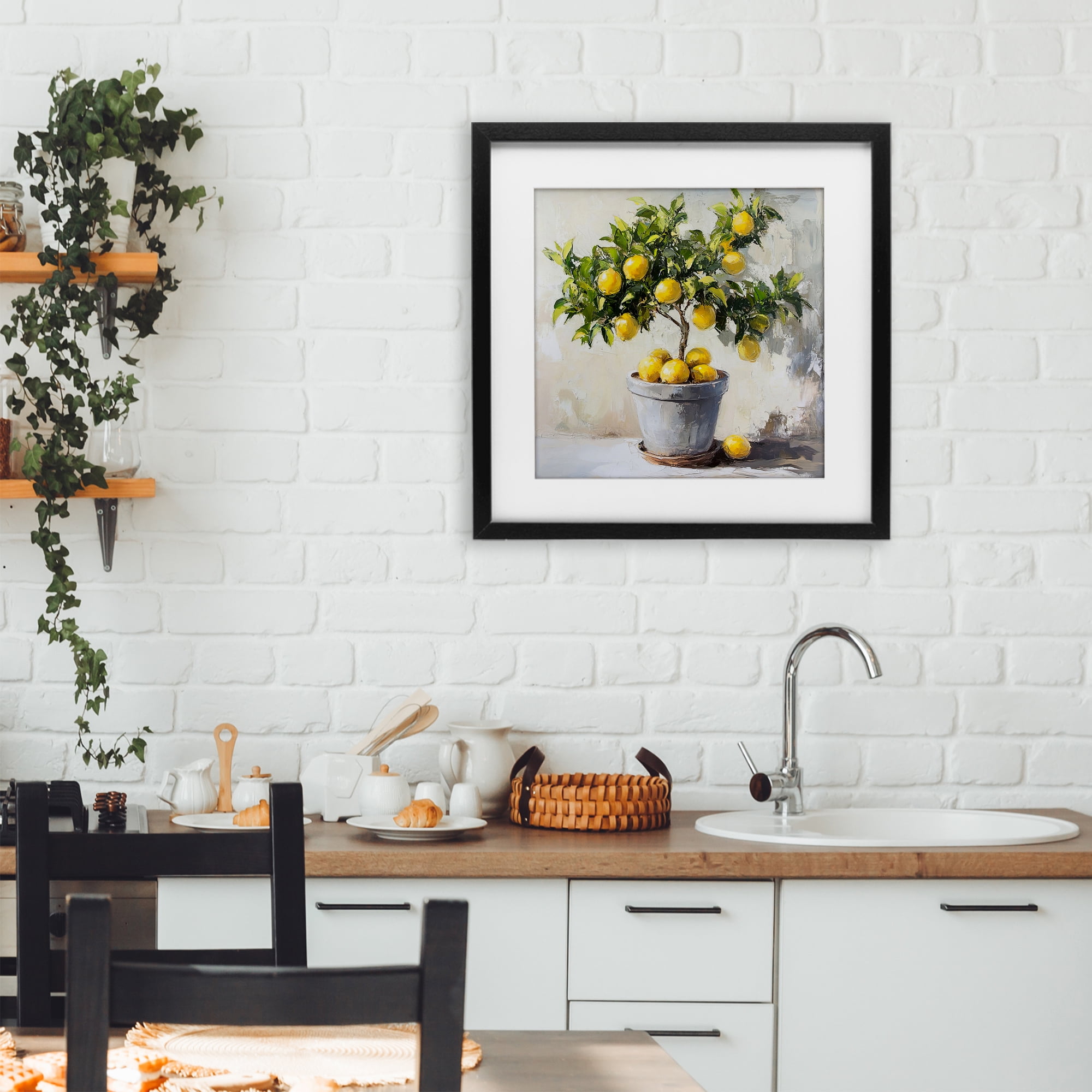 Stupell Industries Falling Lemon Tree Black Framed Print Under Glass, design by Tina LeCour