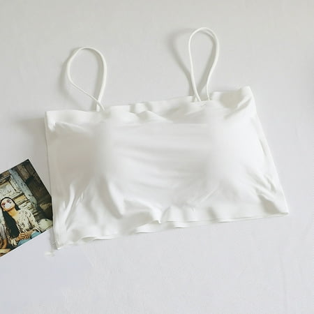 

OVTICZA Padded Bralettes for Women Wirefree Comfort High Impact Support for Yoga Gym Workout Fitness White One Size