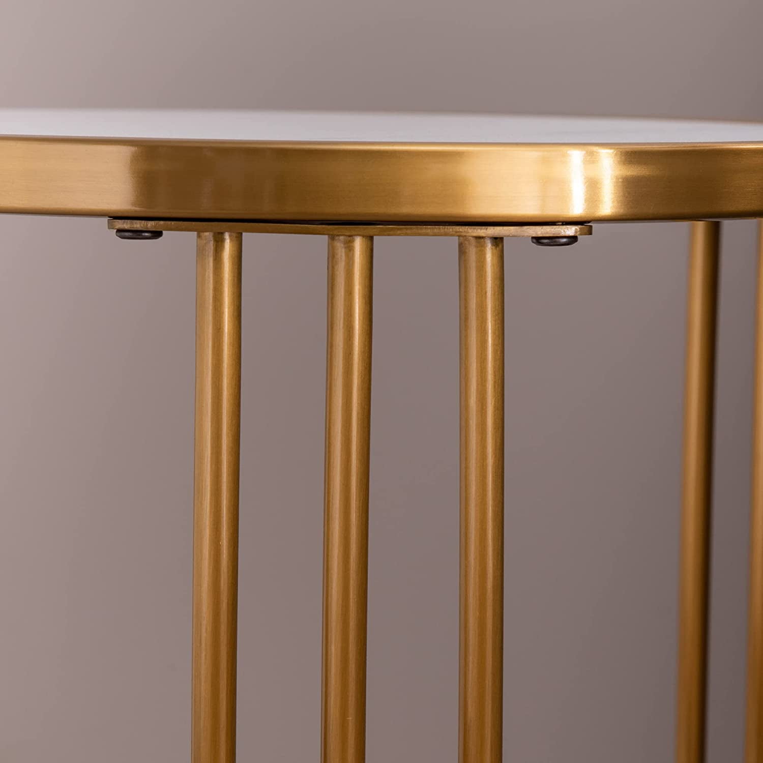 Sintered Stone Tabletop 15.7" Round End Table Golden Stainless Steel Frame Accent Table for Living Room and Bedroom