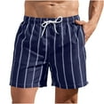 thumbnail image 3 of RongHuan Big and Tall Shorts Mens Drawstring Beach Shorts Lightweight Striped Swimming Shorts Summer Workout Shorts, 3 of 4