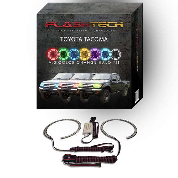 Flashtech RGB Multi Color Changing LED Halo kit for 1998-2000 Toyota Tacoma Headlights