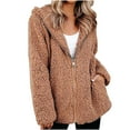thumbnail image 2 of Lilgiuy Women's Plush Long Sleeve Zip Hooded Jacket Casual Coat/Jacket Solid Color With Pockets Winter Dresses for 2022, 2 of 5