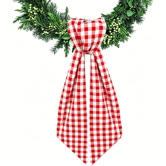 TUWAFE Wreath Sash for Front Door Red White Buffalo Plaid Seersucker Wreath Satin Sash Burlap Garland Ribbon Accessories for Wreath Yard Doorway Indoor Outdoor Bow Bridal Shower Home Decor