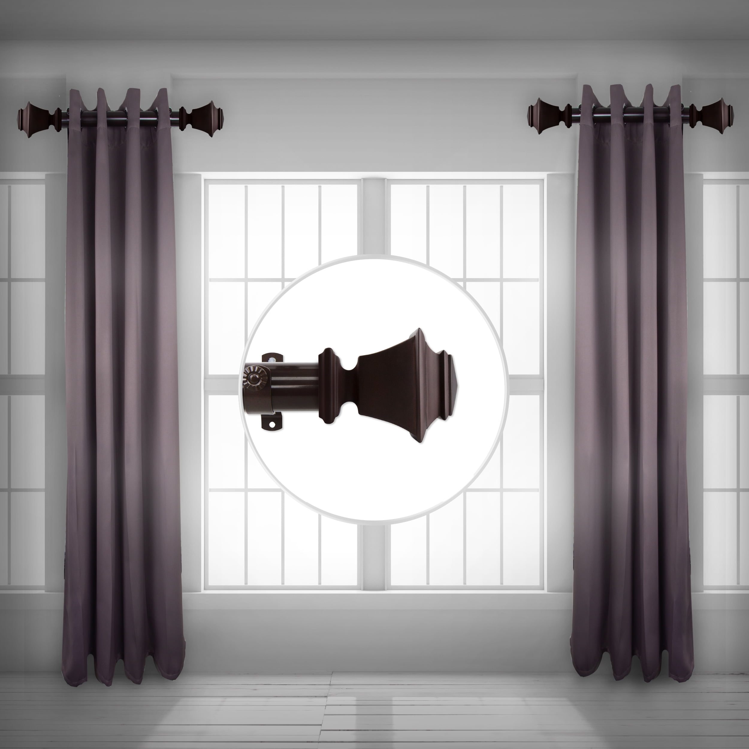 Owen 1.5" Side Curtain Rod 24 inch Long (Set of 2) - Cocoa