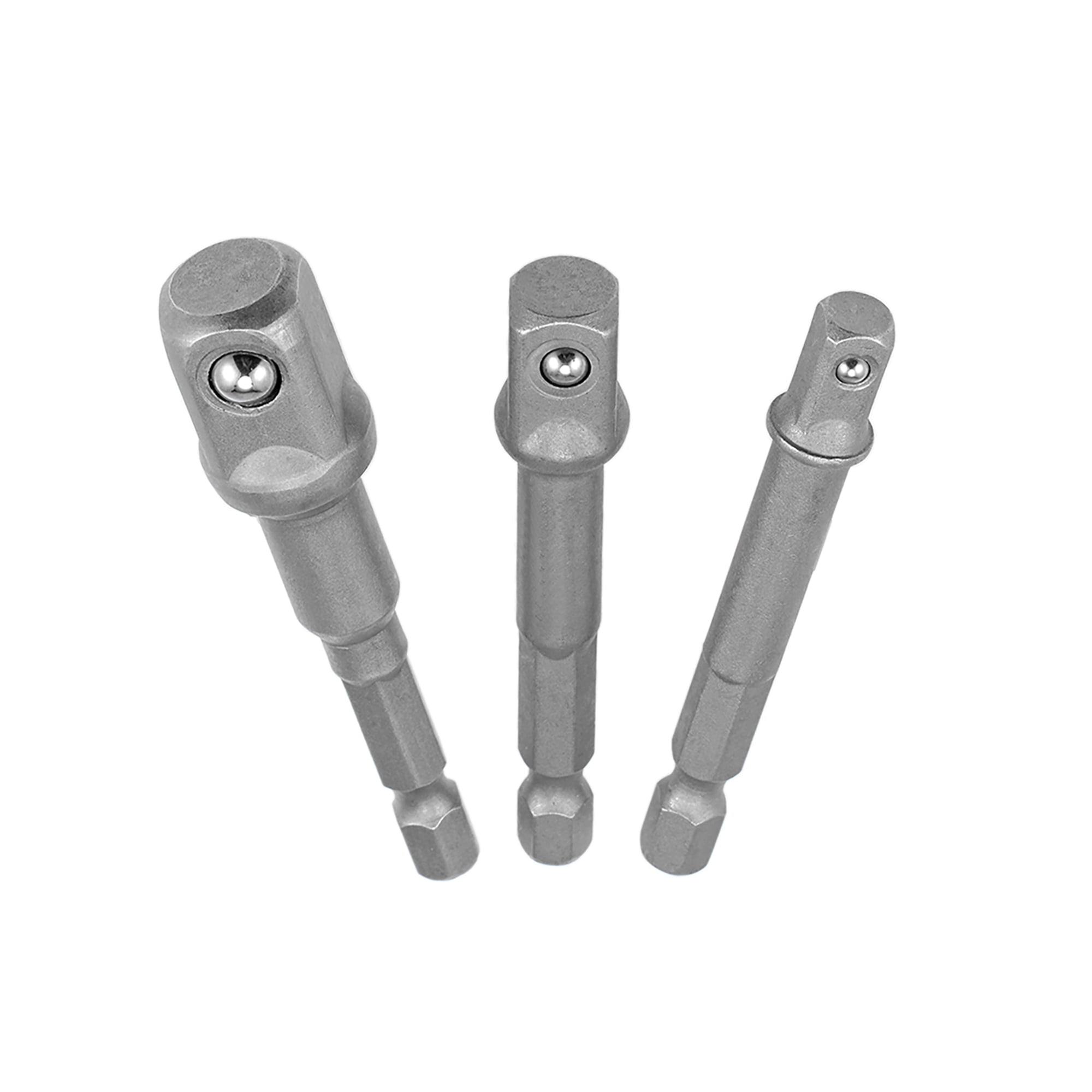 Set (3pcs) 1/4\" 3/8\" 1/2\" Impact Grade Socket Adapter, Hex Shank Drill ...