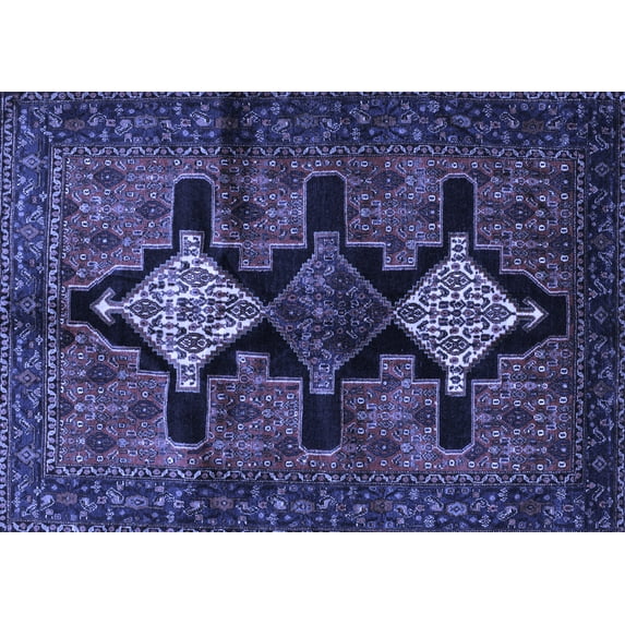 Ahgly Company Machine Washable Indoor Rectangle Persian Blue Traditional Area Rugs, 4' x 6'