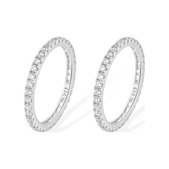Posh Tech 2-Pack Sterling Silver Smart Ring Stack — Size 6