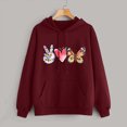 thumbnail image 4 of Gibobby Sudadera con capucha las mujeres imprimen la camisa sudadera hoodie pullover drawstring casual long manga blouse top （Vino， XXL), 4 of 4