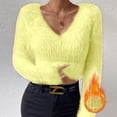 thumbnail image 5 of Pyhlmscde Women's Solid Color V Neck Slim Fit Versatile Sweater, Womens Tops, Sweaters for Women, Fall Clothes, 5 of 6