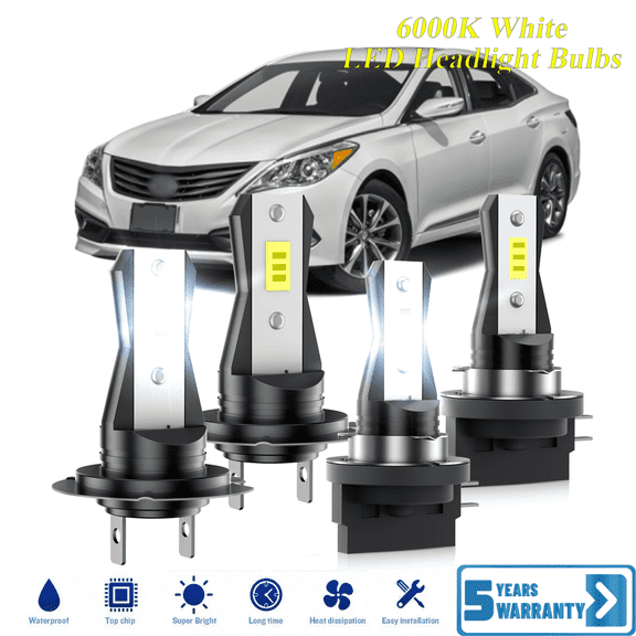 Compatible with Hyundai Azera 2007 2008 2009 2010 – H7 H11B LED Headlight Bulbs KIT High Low Beam Combo (Pack of 4) , 6000K White Super Bright, Plug and Play