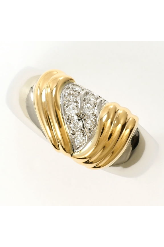 Pre-Owned PT900 Platinum 18K Yellow Gold Ring with 0.09 ct Diamond, Certificate of...