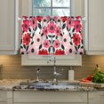 thumbnail image 2 of Yayeee Kitchen Curtains Light Filtering 27"x24" Rod Pocket Short Cafe Window Panel, Pink and Red Flowers, 2 of 7