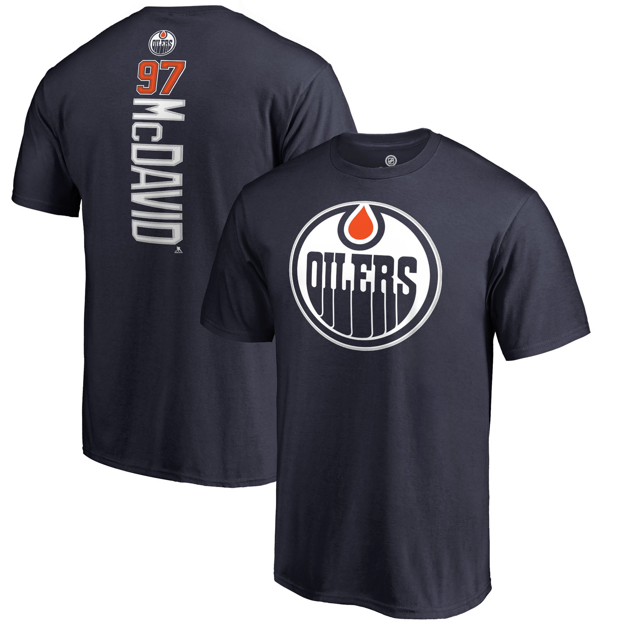 Men's Connor McDavid Navy Edmonton Oilers Backer Name & Number T-Shirt