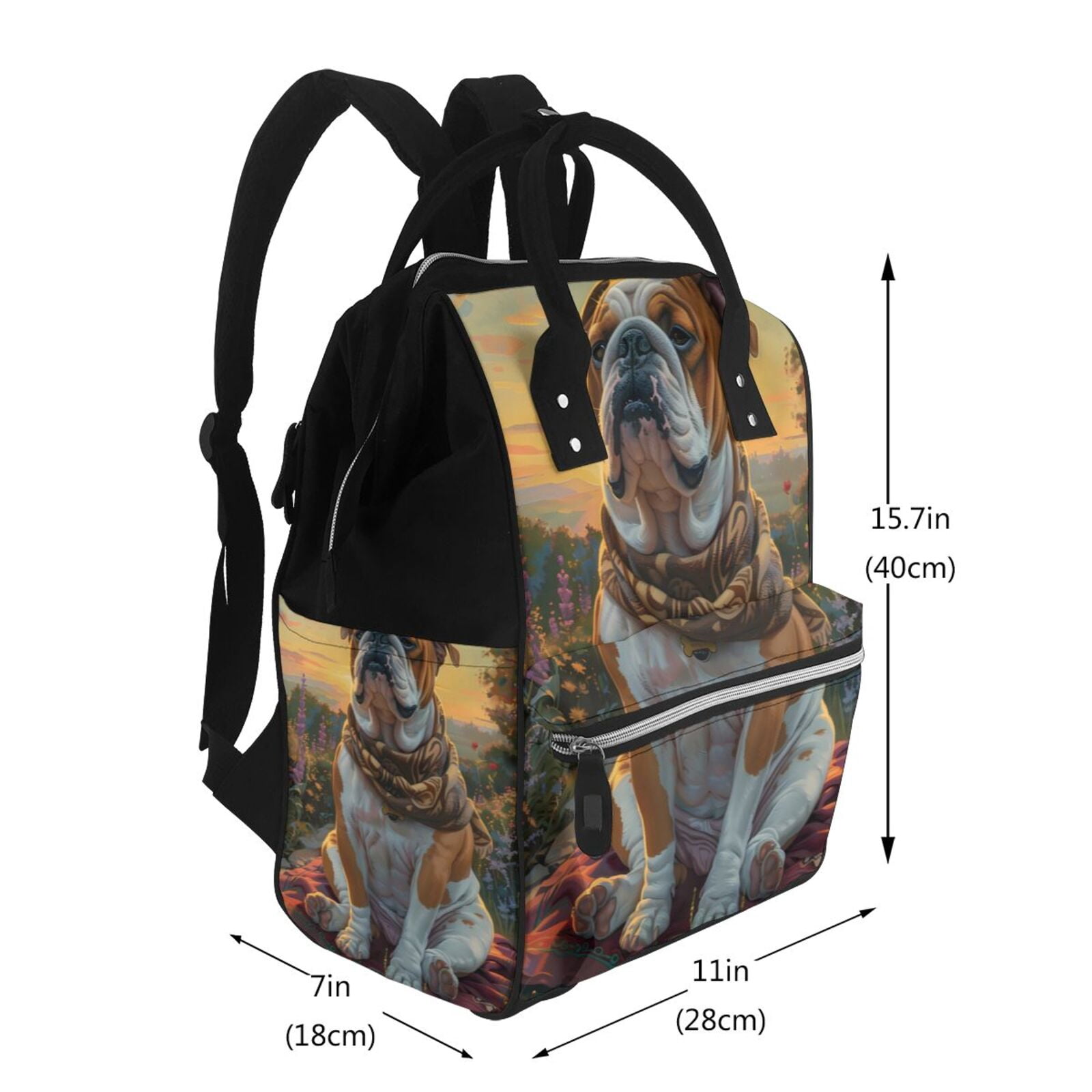 Kdxio Baby Diaper Backpack,Multi-Function Travel Backpack Nappy Bags,Nursing Bag, Fashion Mummy,Roomy Waterproof for Baby Care(Flower Field Cute Bulldog)