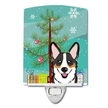 

Caroline s Treasures BB1627CNL Christmas Tree and Tricolor Corgi Ceramic Night Light 6x4x3 multicolor