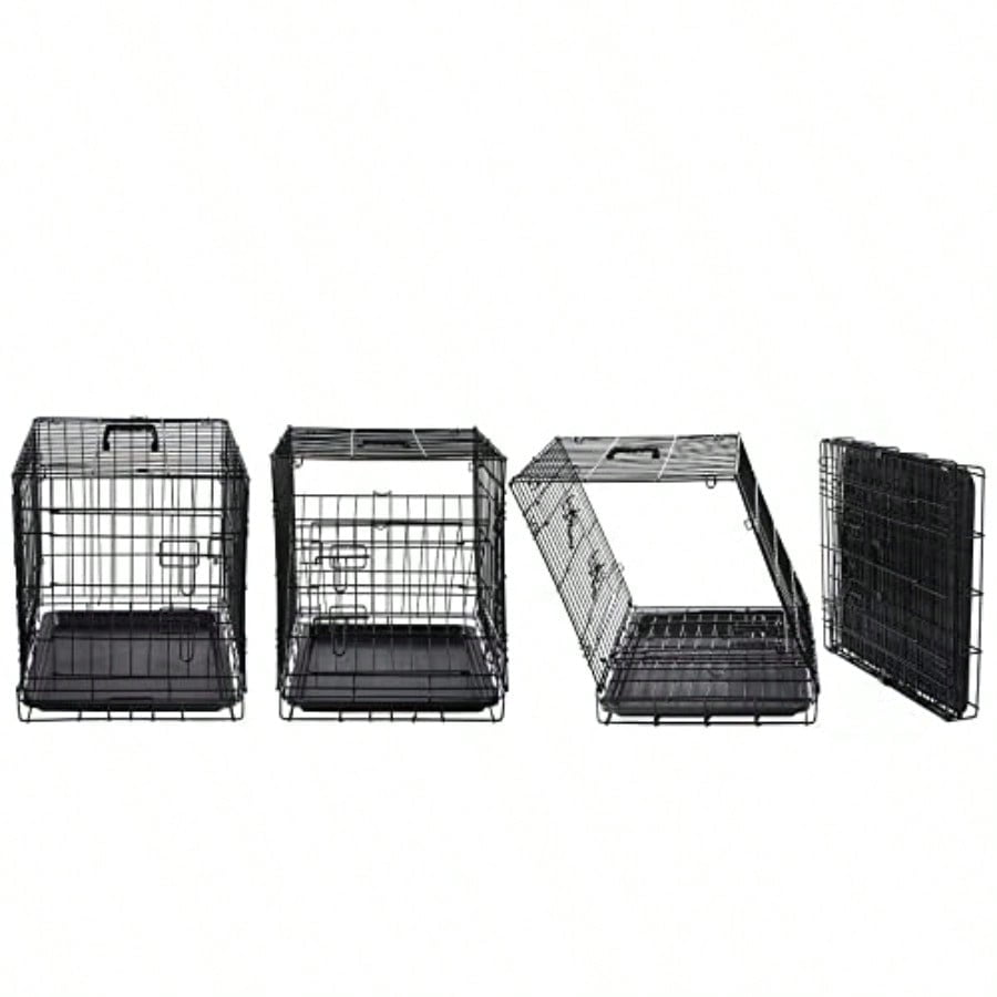 Dog Crates for Small Size Dogs Indoor Double Door Dog Kennels Houses for Puppy and Cats Collapsible Metal Contour Dog Cages Brown 24.0 L x 18.0 W x 20.0 H
