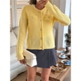 thumbnail image 4 of Suéteres Tipo Cárdigan de Larga con Cuello en V para Mujer, Chaquetas de Punto Gruesas, y con Botones, para Otoño e Invierno. Amarillo S, 4 of 9