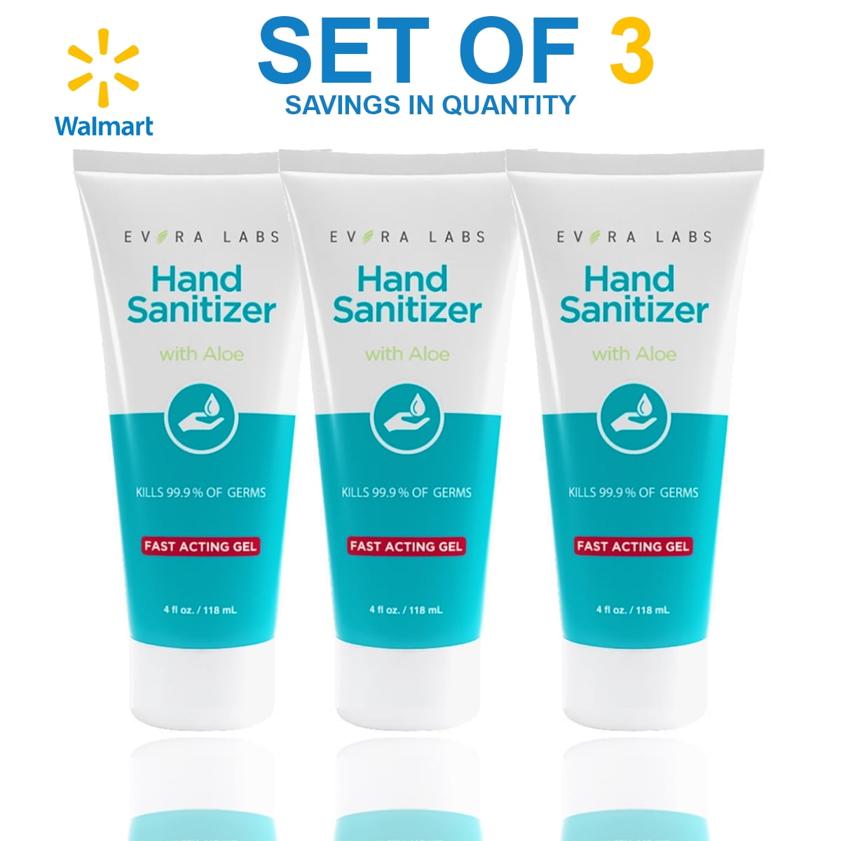 EVORA LABS HAND SANITIZER WITH ALOE TUBE (4OZ) ( SET OF 3 ) FAST