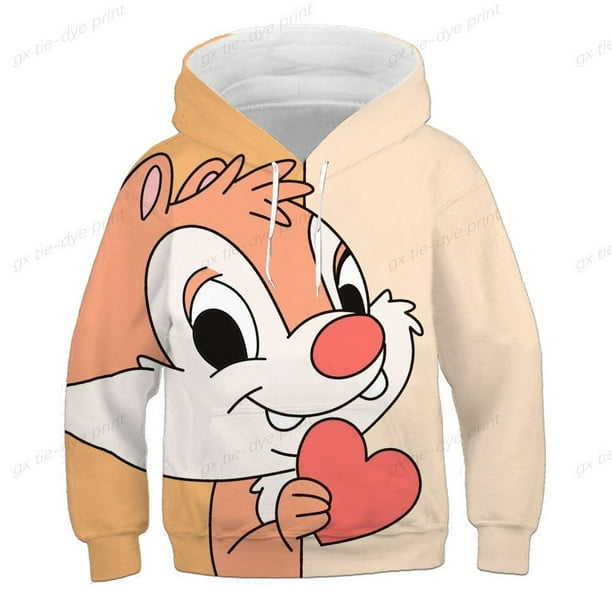 Sudadera de Disney Chip Dale Chipmunk estampado de letras de dibujos animados moda Unisex parejas bolsillo niños Sudadera con capucha jersey de manga larga Top160 zhangyuxiang CONDUJO