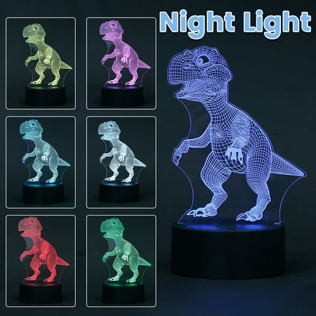 

RELAX 3D Dinosaur Night Light for Kids 3D Illusion Dinosaur Lamp with 7 Colors Changing 2 Lighting Modes Touch Switch USB Powered Acrylic Decor LED Dinosaur Light for Kids Room Living Room