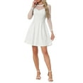 thumbnail image 1 of Vestido de cóctel gótico para mujer Inspire Chic, con mangas largas de malla transparente, mini vestido 2XL blanco, 1 of 8