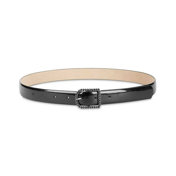 INC International Concepts Women’s Rhinestone-Buckle Belt, Black, Large