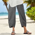 thumbnail image 2 of Capri Pants for Women,Women's Vintage Wide Leg Pants Striped Harem Pants Summer Elastic Waist Capris Casual Lightweight Baggy Cropped Pants, 2 of 6