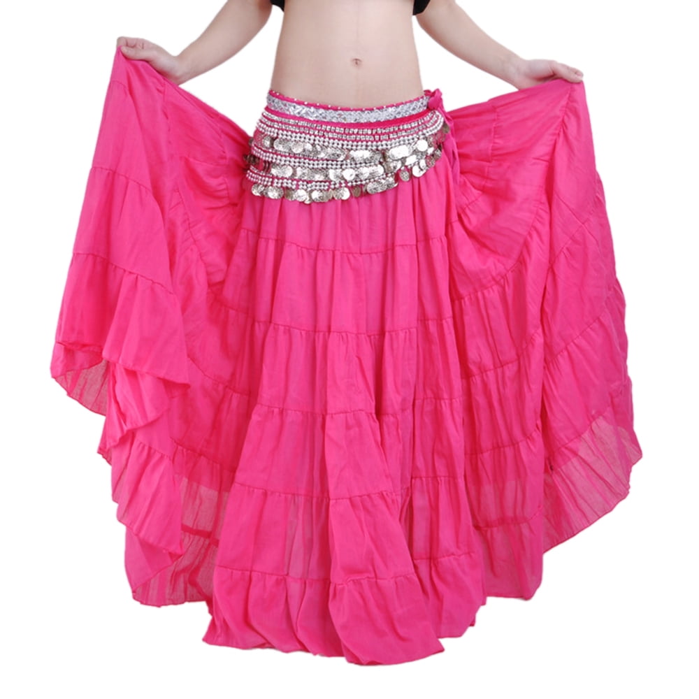 CREAM Cotton Tribal Fusion Gypsy 32 Yard 4 Tier Skirt Belly Dancing Flamenco