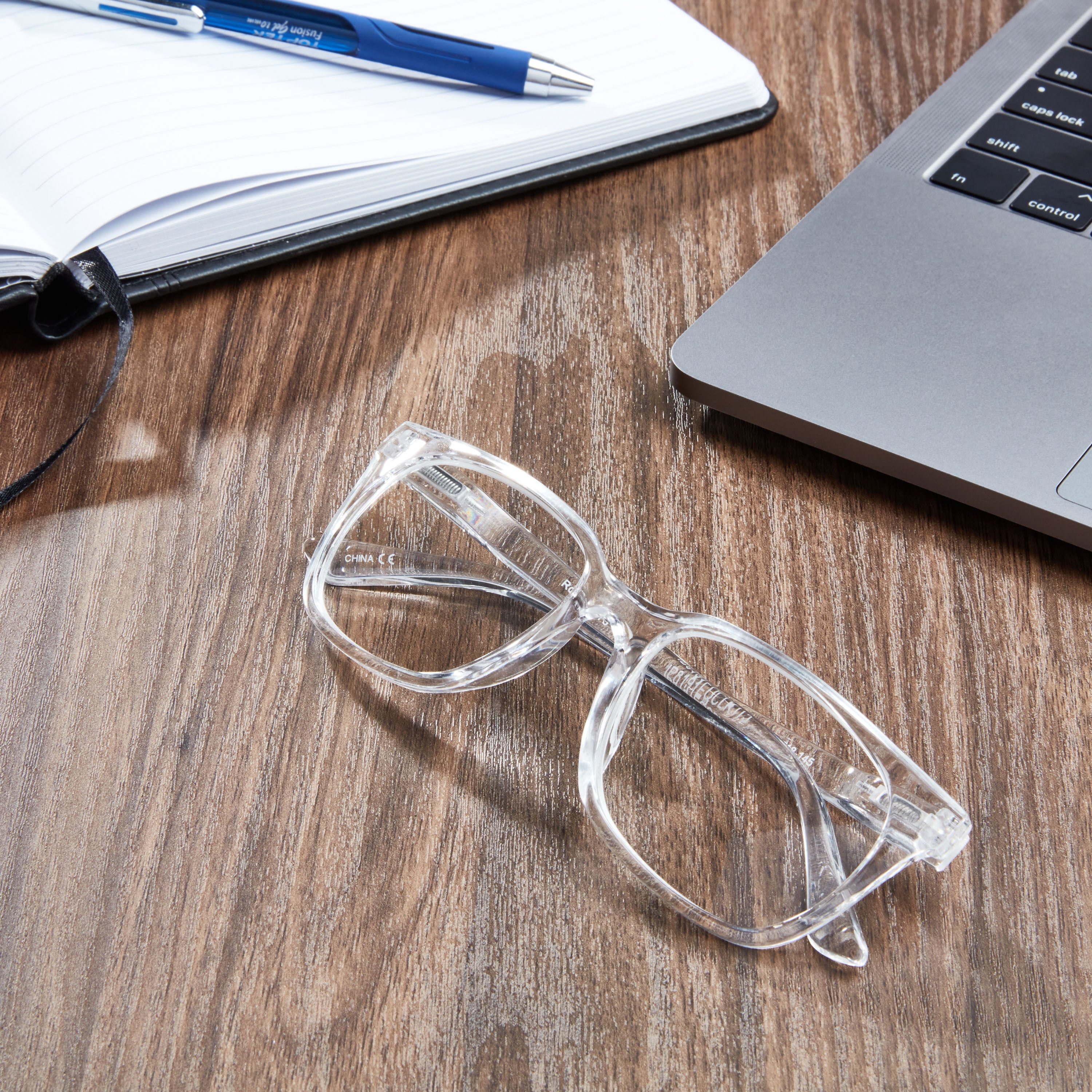 Equate Unisex Rectangular Single Vision Reading Glasses with Case, Plastic Lenses, Clear, +1.75