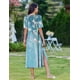 thumbnail image 5 of Vestido Zeagoo Tropical para mujer, cuello en O, manga corta, maxi azul, 5 of 6