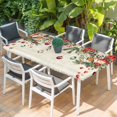 thumbnail image 2 of Red Christmas Table Cloths for 3 Foot Rectangle Tables, Xams Tree Winter Poinsettia Pine Cones Farmhouse Patio Waterproof Elastic Fitted Tablecloths, Washable Rectangular Table Cover for Camping, 2 of 8