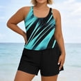 thumbnail image 2 of asdoklhq Plus Size Modest Tankini Swimsuits Bathing Suits Fashion Women's Sleeveless Printing Round Neck Bikini Swimsuit Push-Up Padded Swimwear Pockets Swimsuit Plus Size Swim Romper Black 5X, 2 of 9