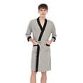 thumbnail image 2 of MintLimit Men's Robe Soft Kimono Full Length Knit Bath Robe Mens Long Sleeve Lightweight Nightgown Solid Color Bathrobe Sets with Pockets Gray , 2 of 5
