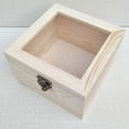 thumbnail image 3 of 2 cajas de madera sin pintar con tapa transparente y cerradura para exhibir rocas. El 18x18x7cm, 3 of 8