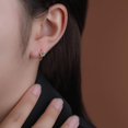 thumbnail image 2 of Solid 925 Sterling Silver Daisy Flower Hoop Earrings Huggie for Women Teens Black Flower Hoop Earrings Spring Cartilage Helix Earrings, 2 of 12