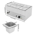 thumbnail image 2 of 6 Pans Bain Marie Commercial Food Warmer 6*3L Countertop Table Steamer 600W 110V For Heating And Keeping A Wide Range Of Foodstuffs Warm, 2 of 18