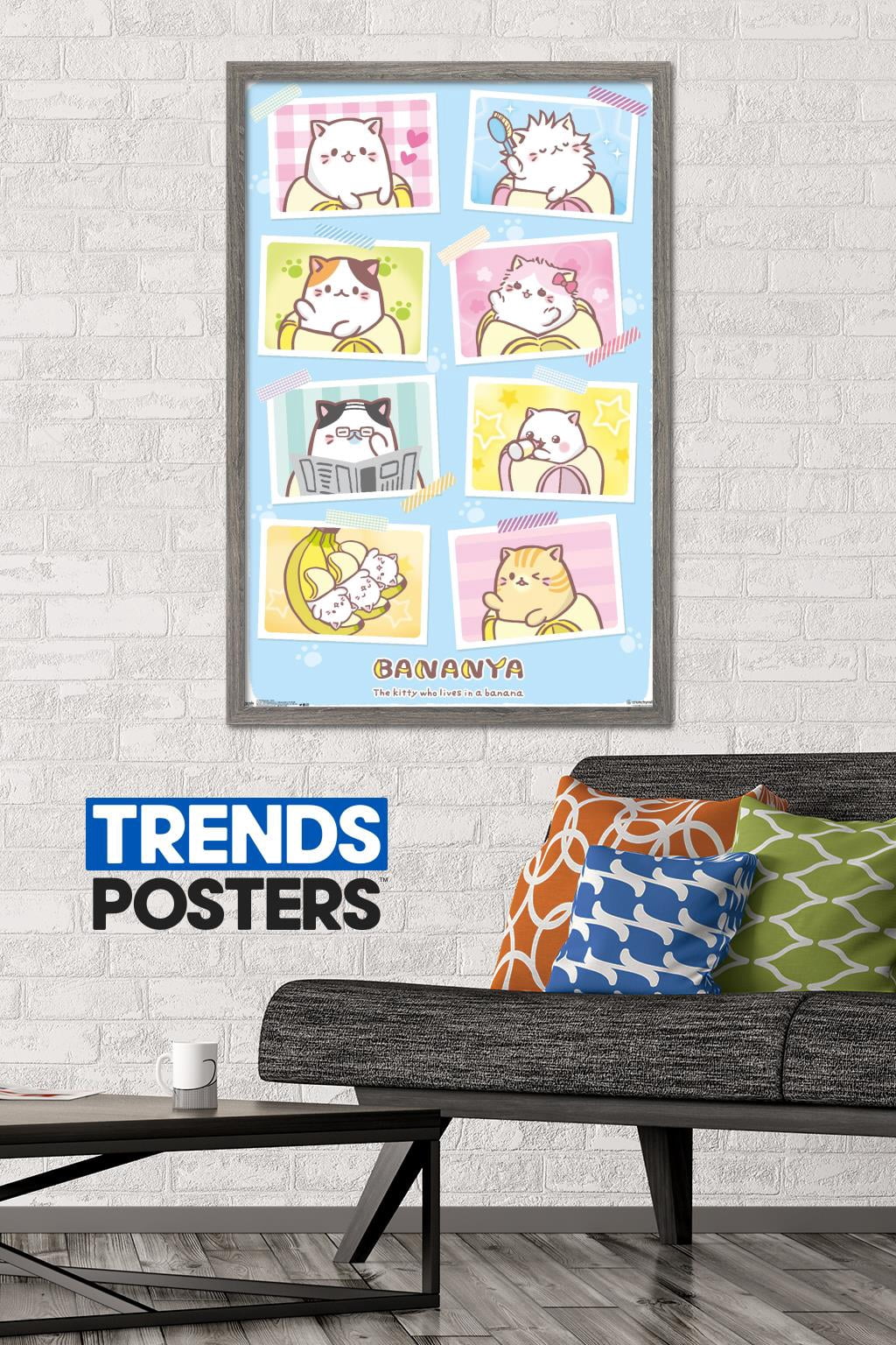 Bananya - Grid Wall Poster, 22.375" x 34", Framed