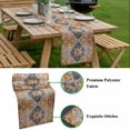thumbnail image 3 of Turmeric Floral Table Runner 13x60 inch Medieval Ethnic Turkey Cotton Linen Dining Table Runner Ideal for Dresser Kitchen Coffee Tables - Machine Washable, 3 of 9