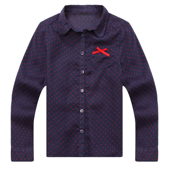 Girls' Polka Dot Shirt with Contrasting Bow RH1099