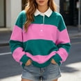 thumbnail image 2 of GPOECD Womens Plus Size Sweatshirt Contrast Collar Pullover Fashionable Versatile Top Long Sleeve Crew Neck Casual Streetwear Tops for Women,Hot Pink,M, 2 of 4