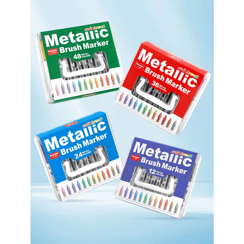 12/24/36/48 Metallic Brush Paint Marker Pens, Permanent Art Markers, DIY Resin Mold Drawing Painting Supplies Craft Markers Pen