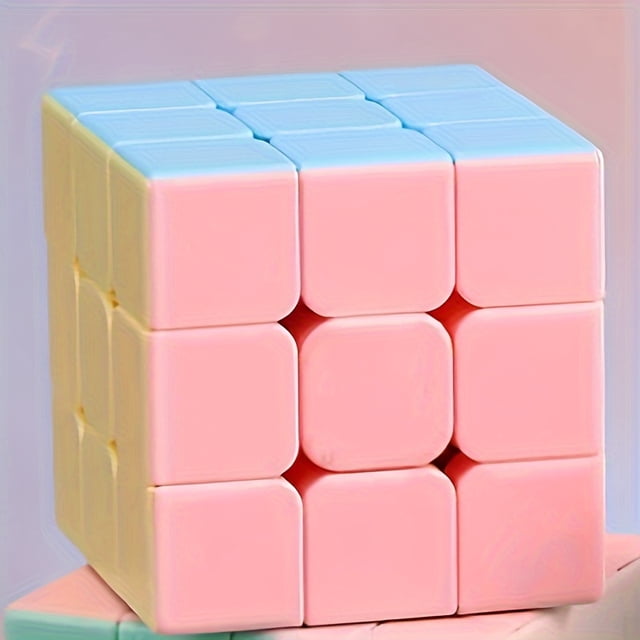 Pastel Macaron Colored 3x3 Speed Cube Puzzle Toy for Kids, Square Shape, Easy Skill Level, Ideal for Ages 6-8, Educational Brain Teaser for Logical Thinking and Problem Solving - Christmas, Halloween,