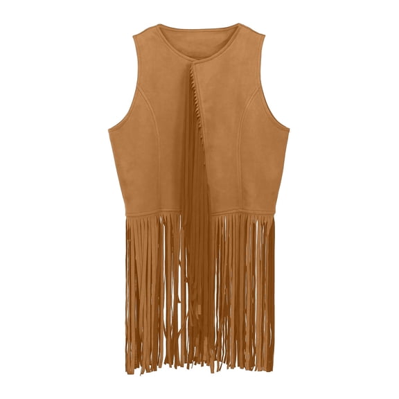 uikmnh Cute Tops for 70s Western Fringe Vest Outfit Hippie Set for Girls Party Size:7-8 Years