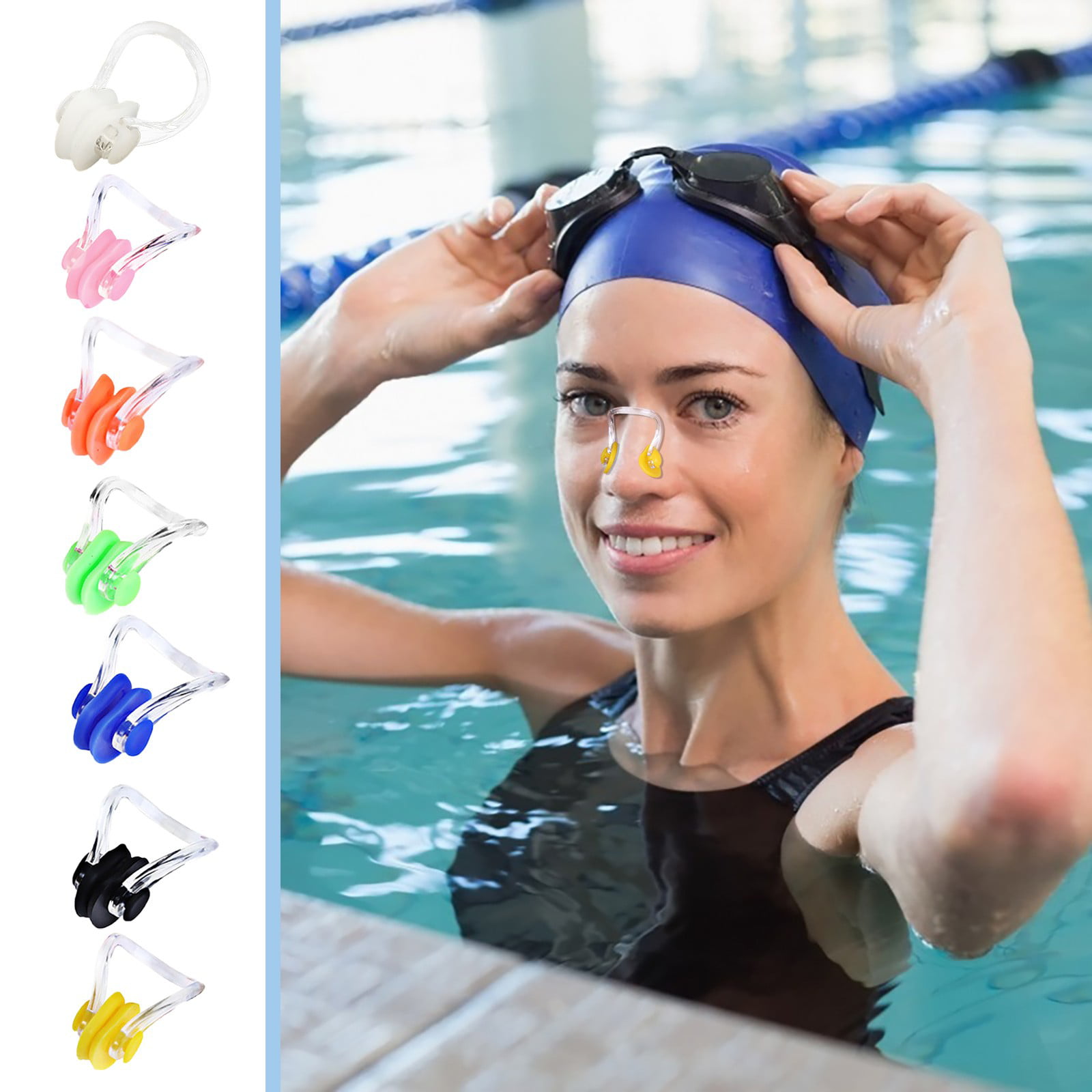4X Unisex Blue PVC Silicone Swim Swimming Nose Clips & GlassesBeginner Learner 