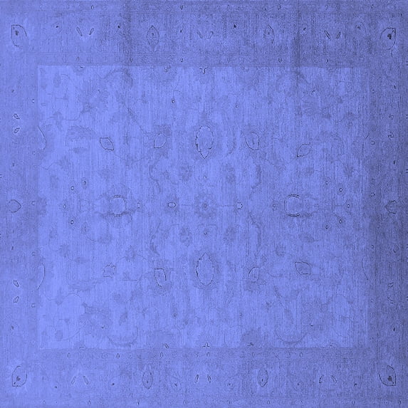 Ahgly Company Machine Washable Indoor Square Oriental Blue Industrial Area Rugs, 5' Square