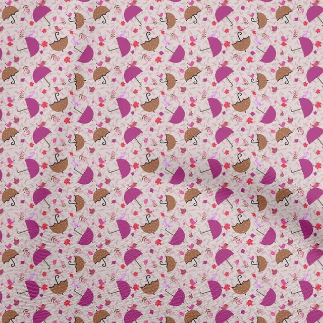 oneOone Rayon Pale Pink Fabric Autumn Craft Projects Decor Fabric Printed By The Yard 56 Inch Wide