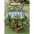 thumbnail image 3 of Outdoor Tablecloth with Umbrella Hole and Zipper, Christmas Snowflakes Round Table Cloth 60 Inch Waterproof Tablecloth, Xmas Winter Green Pine Trees Blue Plaid Picnic Table Cover for Patio Camping, 3 of 7