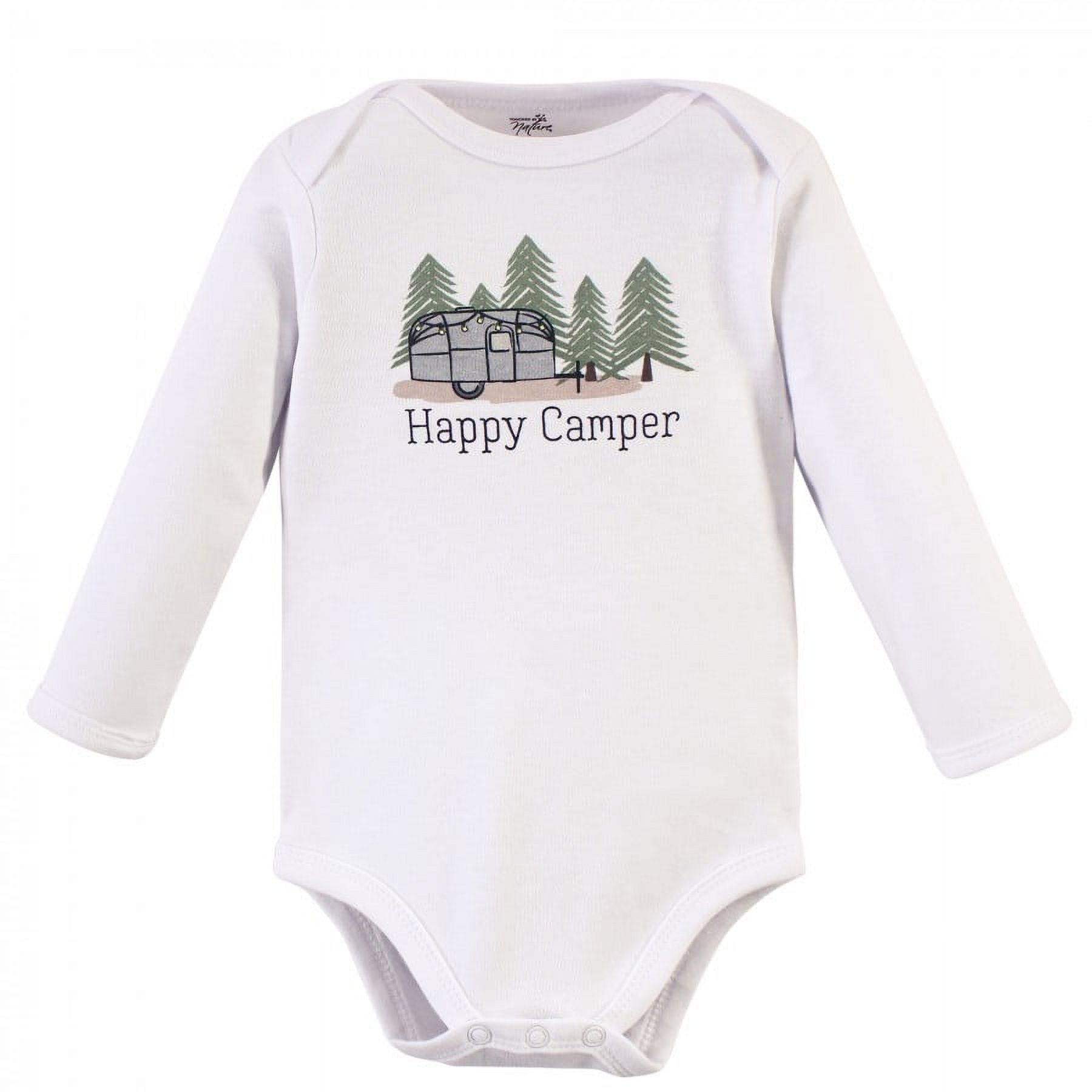 Touched by Nature Baby Boy Organic Cotton Long-Sleeve Bodysuits 5pk, Happy Camper, 6-9 Months